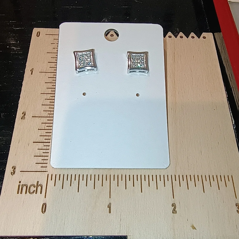 Elegant Silver Moissanite Stud Earrings - Picture 3 of 9